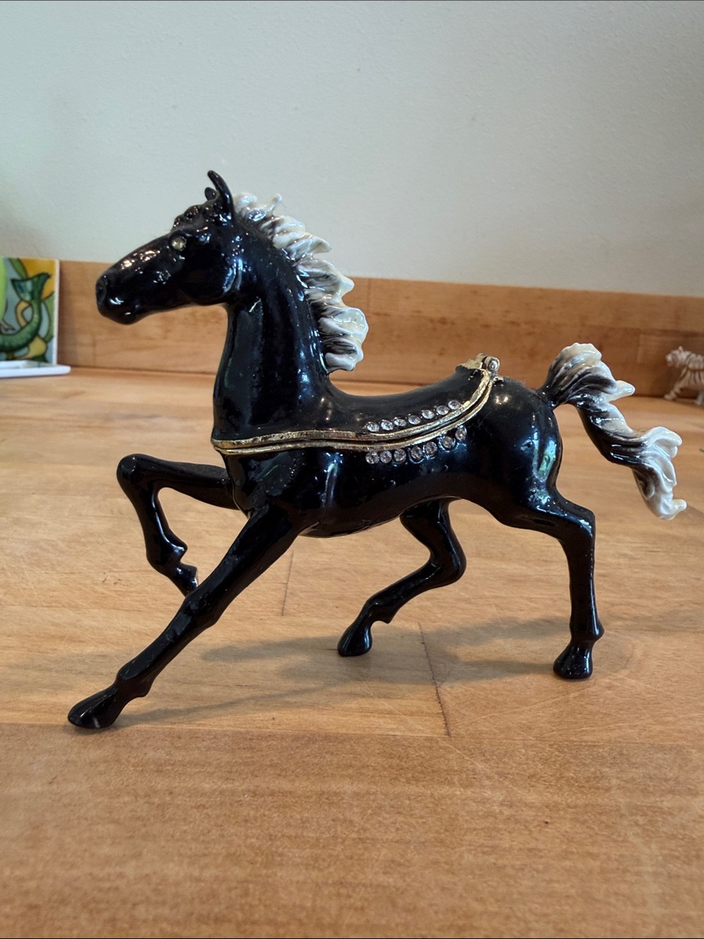 Black Decorative Horse Figurine with Cream Mane - Home Accents Decor